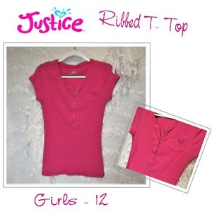 Justice Ribbed Pink Girls Top Sz 12